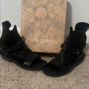 Free People Black Leather Sandals
